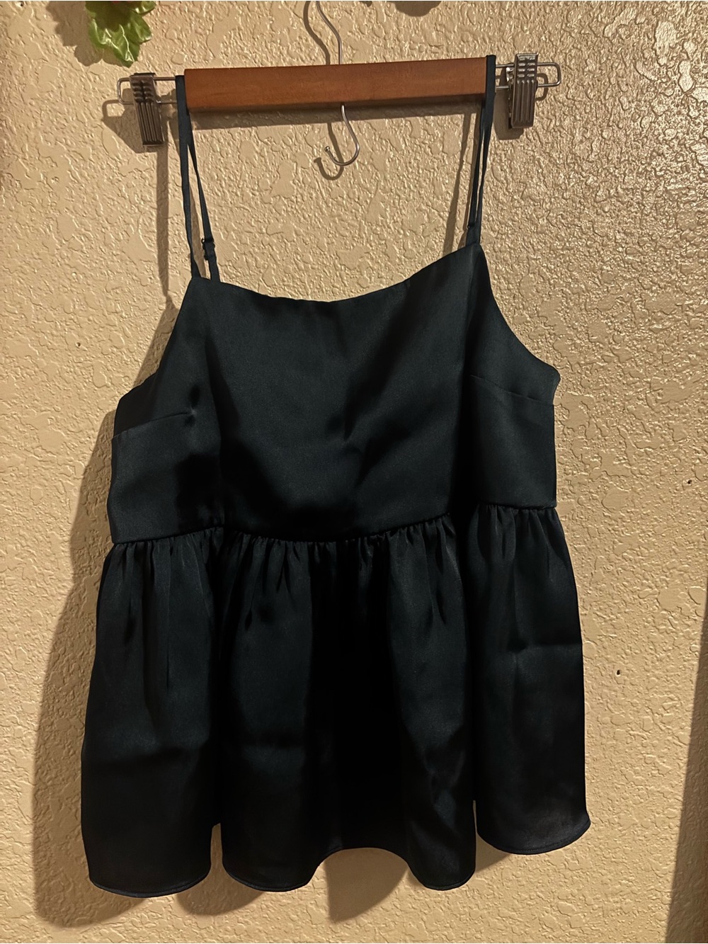 Express green Satin Cami with Spaghetti Straps